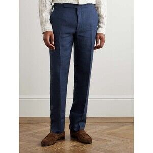 NWOT Ralph Lauren Purple Label Linen  Pants Mens 34x30 Navy Blue Straight Fit